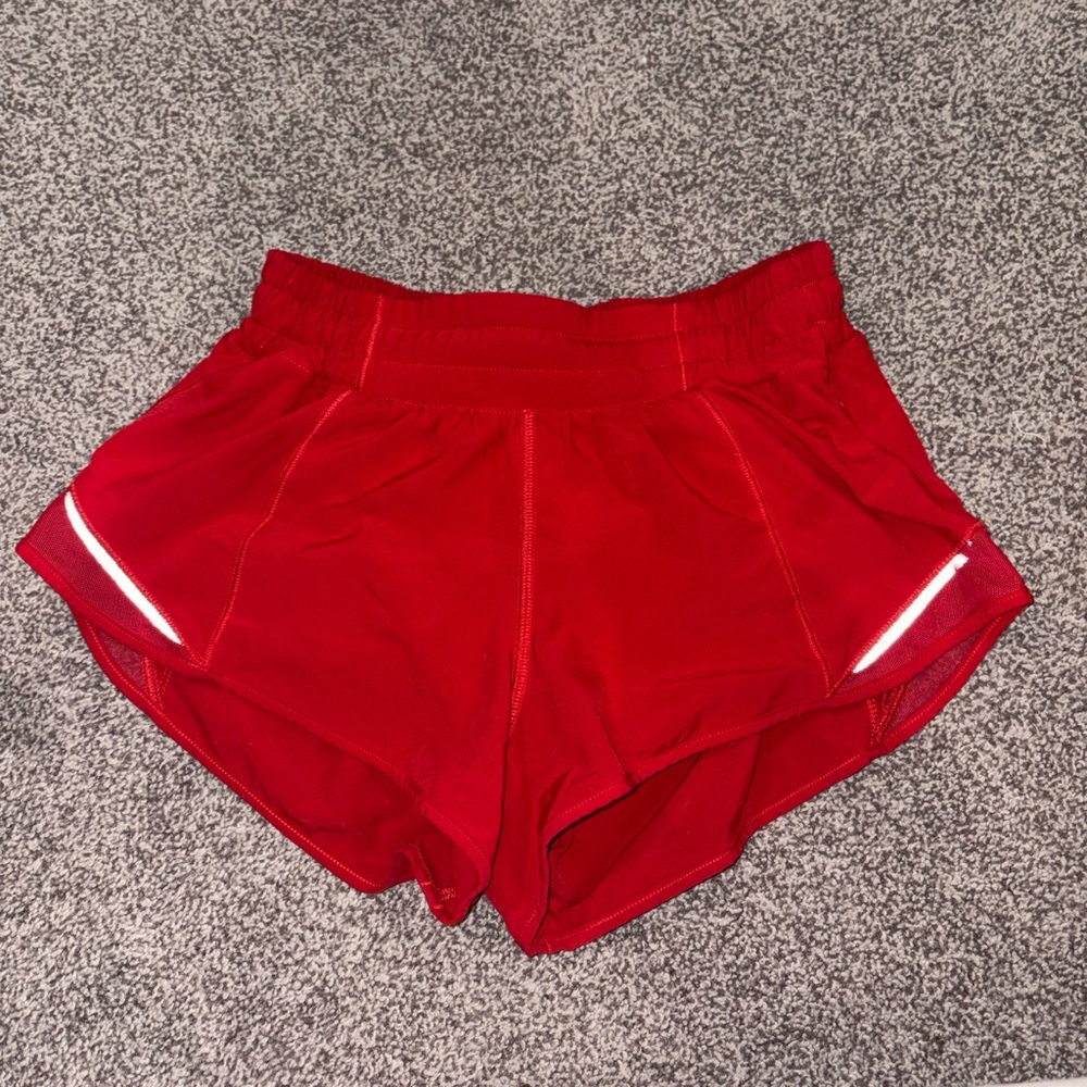 Lululemon low rise hotty hot shorts red 2.5 in